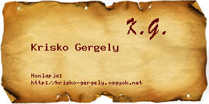 Krisko Gergely névjegykártya